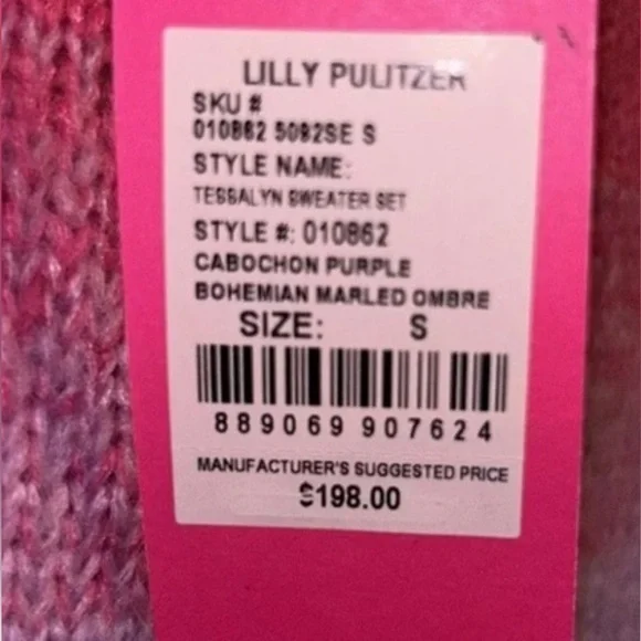Lilly Pulitzer Bohemian Marled Ombré Tank Cabochon Purple Tessalyn Sweater Small - Picture 7 of 8